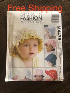 the front cover of a magazine with pictures of babies in hats on it and text that reads free shipping