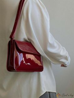 Casual Purse, Red Crossbody Bag, Faux Leather Handbag, Women Crossbody Bag, Underarm Bag, Pretty Bags, Designer Crossbody Bags, Small Shoulder Bag, Retro Stil