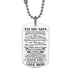 Stainless Steel to my Son Dog Tag Necklace Mother Father Love Mom Dad Graduation #Unbranded #DogTag Military Necklace, Son Birthday, Dog Tags Military, I Love My Son, To My Son, Beautiful Dog, Trending Necklaces, Lovely Quote, Mom Necklace