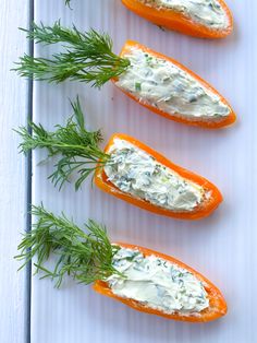 four stuffed peppers with cream cheese and dill