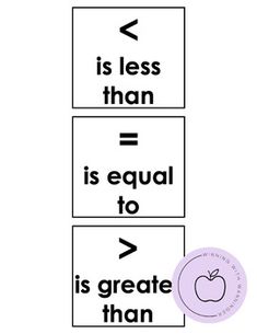 the word is less than and equal to each other, with an apple on it