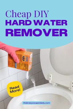 a person cleaning a toilet with soap on it and the words, cheap diy hard water remover