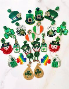 Avoid getting pinched this St. Patrick's Day with these Adorable Bead Earrings! ️ 🖤These handmade Earrings will make special gifts They all come and gift pouches, making them perfect for gifts! ❤️ These are also light weight! 💎Message me for Bulk pricing 🌟Also can be made as clip-ons upon request 🍀Complete the look with the St. Patty's Mask for just $3 with any pair of earrings! Check out other earrings and items from our shop! https://www.etsy.com/shop/Currentbeet?ref=simple-shop-header-nam St Patricks Day Earrings, Shamrock Jewelry, St Patricks Day Gift, Unicorn Earrings, Valentines Earrings, Saint Patties, St Patrick's Day Crafts, Clover Earrings, Saint Patrick