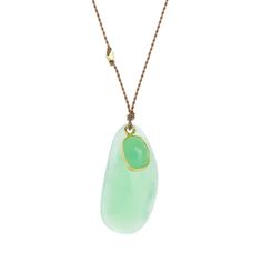 Margaret Solow Green Chalcedony and Chrysoprase Necklace | Quadrum Gal - Quadrum Gallery Gabriella Kiss, Chrysoprase Necklace, Casually Chic, Green Chalcedony, Chic Necklace, Cord Necklace, Gold Beads, Necklace Designs, Gemstone Pendant