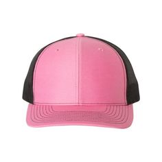 S&S Richardson - Adjustable Snapback Trucker Cap - 112 - Hot Pink/ Black - Size: OSFM Size: One Size.  Gender: male.  Age Group: adult. Monogram Hats, Black Snapback, Black Hot Pink, Magenta Pink, Snapback Cap, Pink And Black, Black Mesh, Black Charcoal, In Hot