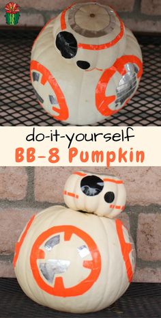 the bb - 8 pumpkin has been painted to look like star wars characters