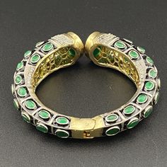 Stylish Traditional Adjustable Kundan Imitation Green Sapphire Bangle Bracelet  | eBay