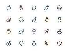 various fruits and vegetables line icons