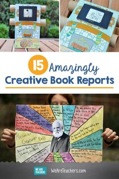 an image of books with the title 15 amazingly creative book reports