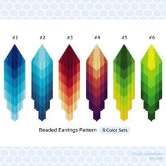 the pattern for beaded earrings is shown in different colors