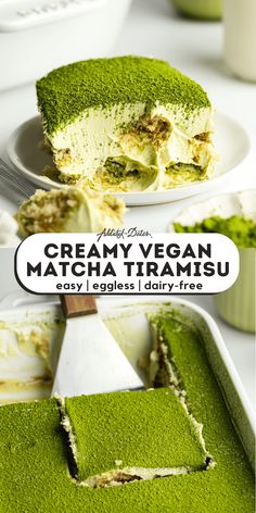 creamy vegan matcha tramus is an easy and delicious dessert