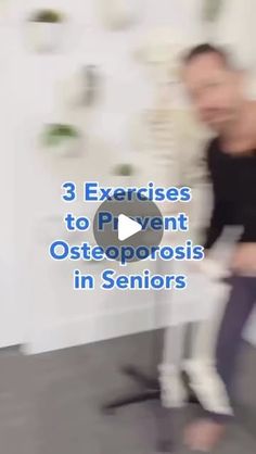 a man is running on a treadmill with the words 3 exercises to prevent osteoporosis in seniors