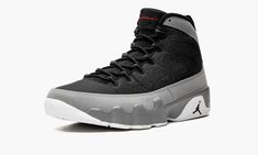 The Air Jordan 9 “Particle Grey” is a June 2022 release of Michael Jordan’s ninth signature shoe in a colorway with neutral black and grey accents.  The color scheme is an unofficial nod to the colorway of the Jordan 9 Cleat that Michael wore with the Birmingham Barons minor league baseball team in 1994, as well as a salute to the Jordan 9’s “Barons” and “Baseball Glove” colorways.  While the “Particle Grey” isn’t an exact copy of any of these colorways, its black and grey details nonetheless sh Air Jordan 9 Anthracite, Jordan 9 Boots, Air Jordan 9 Retro, Nike Air Jordan Shoes, Jordan 9 Retro, Air Jordan 9, Jordan 9, Minor League Baseball, Stadium Goods