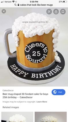 the cake is made to look like a beer mug