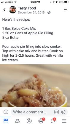 the recipe for apple pie is displayed on an iphone