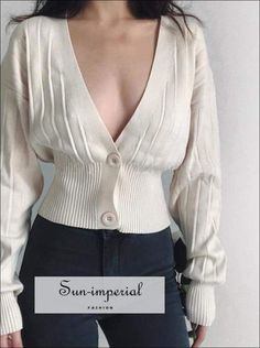 Women Beige Deep V Neck Casual Ribbed Knitted Cardigan Sweater with Leathern Sleeve Cheap Beige Knit Outerwear, Cheap Beige V-neck Top, Cheap Beige Soft Knit Outerwear, Luxury Beige Sweater With Ribbed Collar, Cute Cheap V-neck Sweater, Luxury White Knit V-neck Sweater, Luxury V-neck Cropped Sweater For Fall, Casual Luxury V-neck Sweater Coat, Luxury Knit V-neck Top