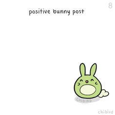 a cartoon bunny sitting on top of a white sheet with the words positive bunny post