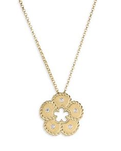 Roberto Coin 18K Yellow Gold Daisy Diamond Flower Pendant Necklace, 16-18 - Exclusive Diamond Flower Pendant, Roberto Coin, Flower Pendant Necklace, Diamond Flower, Flower Pendant, Daisy, Coin, Yellow Gold, Pendant Necklace