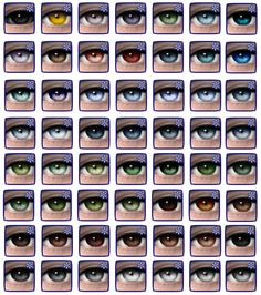 many different colored eyes are shown in the image, and there is no image to describe