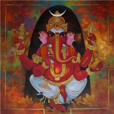 an oil painting of the god ganesh