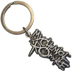 a metal keychain with the word rock and roll written on it