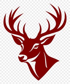 the head of a deer with antlers on it's horns is shown in red