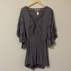 Gorgeous Lavender Dress, Tasteful Cutouts And Deep Tie Up V-Neck. Gray V-neck Mini Dress For Summer, Lavender V-neck Mini Dress For Beach, Gray V-neck Mini Dress For Spring, Summer Gray V-neck Mini Dress, Gray Spring Dresses For Brunch, Lavender V-neck Mini Dress For Spring, Spring Lavender V-neck Mini Dress, Green Cami, Lavender Dress