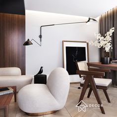 a living room filled with furniture and decor