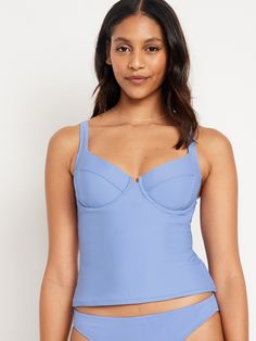 wide adjustable straps underwire support removable pads seamed front stretches to fit your body hits at waist models are approx.  5'9" and wear sizes s (4), l (12), and xl (18)machine wash according to the care instruction label  . Best Holiday gift for Women , perfect Tops for Christmas! Fitted Swimwear With Built-in Bra And Tank Straps, Fitted Full Coverage Swimwear With Built-in Cups, Fitted Blue Swimwear With Built-in Bra, Fitted Nylon Push-up Swimwear, Fitted Padded Tankini For Summer, Blue Sleeveless Tankini With Built-in Bra, Fitted Sleeveless Swimwear With Padded Cups, Summer Fitted Padded Tankini, Fitted Sleeveless Tankini With Built-in Cups