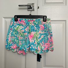 Nice Detailing, Never Worn Fun Pink Shorts For Summer, Fun Pink Summer Shorts, Playful Pink Spring Shorts, Fun Pink Shorts For Vacation, Fun Blue Spring Shorts, Fun Pink Short Bottoms, Kids Bottoms, Lilly Pulitzer, Color Blue