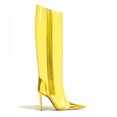 Alexandre Vauthier Alex Boots Lemon Vinyl Size: 36eu/6us Condition: Nwb - Never Worn, Only Tried On Alex High Boots, Lemon Yellow Transparent Vinyl Boots. Toe And Heel In Iridescent Mirror Leather. Zipped Closure On The Inner Side. Heel: 105mm. Composition: 80% Pvc 20% Lamb Lining: 100% Calf Sole: Natural Leather With Logo. Made In Italy. Yellow Fitted Boots With Round Toe, Yellow Patent Leather Heels For Evening, Yellow Patent Leather Party Heels, Yellow Heels With Reinforced Heel For Party, Yellow Party Heels With Reinforced Heel, Yellow Almond Toe Heels For Party, Yellow High Heel Party Boots, Yellow High Heel Boots For Party, Designer High Heel Gold Boots