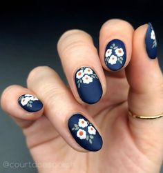 Nail Art Fleur, Nails Pretty, Nagel Tips, Black Nail Art, Best Nail Art, Popular Nails, Flower Nail Art