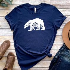 Great bear shirt for any occasion. Perfect as a Birthday gift, Christmas Present, or just to show how much you care! This gift idea is an inexpensive way of putting a smile on someone's face. They'll love seeing this great design every time they put this quality t-shirt on. Brand: Fruit Of The Loom Style: HiDENSIT™ TShirt Garment Details...   - 5 oz., preshrunk 100% cotton that feels great!   - Seamless body with set-in sleeves   - Double-needle stitched sleeves, bottom hem and front neck   - 1x Casual Short Sleeve Tops With Bear Design, White Bear Design Short Sleeve Tops, White Short Sleeve Top With Bear Design, Casual Bear Design Crew Neck Top, White Short Sleeve Top With Bear Print, Graphic Tee With Bear Design And Crew Neck, White Graphic Tee With Bear Print, Graphic Tee With Bear Design, Cotton Graphic Tee With Bear Design