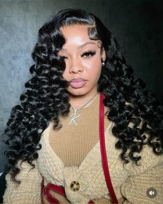 Flip Over Wig With Wand Curls, Wand Curls On Wig Middle Part, Burgundy Wand Curls Wig, Wand Curl Lace Front Wigs, Side Part Lace Front Wigs Curly, Wand Curl Wigs For Black Women, Wand Curl Side Part Wig, No Part Wand Curls, Deep Wave With Wand Curls