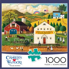 a jigsaw puzzle with a farm scene