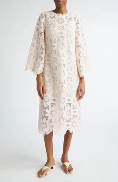 Zimmermann Ottie Long Sleeve Guipure Lace Cotton Blend Midi Dress | Nordstrom Zimmerman Lace Dress, Spring Evening Dress With Lace Cuffs, Spring Evening Dress With Cutwork Hem, Spring Dress With Lace Sleeves And Half Sleeve, Spring Chic Lace Dress With Scalloped Edges, Spring Lace Dress With Half Sleeves, Spring Lace Dresses With Half Sleeves, Elegant Midi-length Lace Dress With Cutwork Hem, Spring Half-sleeve Lace Dresses