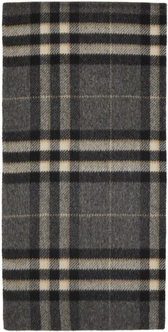 Brushed wool flannel scarf featuring gradient check pattern woven in tones grey, black, and beige. Approx. 67 length x 11.75 width. Supplier color: Check Flannel Scarf, Flannel Scarves, Checked Scarf, Wool Flannel, Black And Beige, Check Pattern, Luxury Streetwear, Textiles, Perfect Clothing