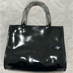 Black Patent Leather Purse. Brand New. Black Square Satchel With Detachable Handle, Chic Black Square Satchel, Trendy Black Formal Bags, Trendy Black Formal Bag, Black Square Satchel For Evening, Black Square Evening Bag, Elegant Black Satchel With Detachable Handle, Black Shoulder Bag With Top Carry Handle For Party, Black Square Shoulder Bag For Formal Occasions