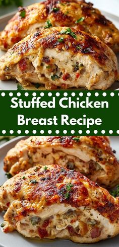 stuffed chicken breast recipe on a white plate