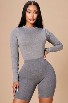 Available In Wine And Charcoal Mock Neck Long Sleeves Snap Closure Thong Bottom Final Sale 95% Cotton 5% Spandex Imported | Melanie Mock Neck Bodysuit in Charcoal size Small by Fashion Nova Yodit Yemane Fashion Nova, Korean Apartment, Jodie Joe, Yodit Yemane, Mock Neck Bodysuit, Fashion Nova Outfits, Fashion Nova Models, Fashion Nova Jeans, Baddie Hairstyles