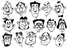 cartoon faces with different facial expressions