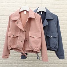 Jacket Coat Fashion, Autumn Outwear, Drawstring Jacket, Outwear Coat, Crop Top Casual, Oversize Fashion, Girl Coat, Cropped Jacket, Casual Coat