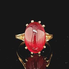 GORGEOUS vintage 14k yellow gold natural ruby in cabochon oval shape circ 1920's Center natural heated ruby weight 6.85ct. size 14.3x9.7mm very nice rich red color nice luster very lively ,nice cut. ring size 5.5 Resizable Appraisal available Retail value $7,500 net Vintage Oval Cabochons For Formal Occasions, Classic Oval Ruby Ring, Fine Jewelry Ruby Oval Cabochon Ring, Vintage Ruby Ring In 14k Gold With Oval Cabochon, Antique Ruby Cabochon Ring, Antique Oval Yellow Gold Ruby Ring, Elegant Oval Cabochon Ruby Ring Collectible, Oval Ruby Ring Collectible, Oval Ruby Ring In 14k Gold, Art Deco Style