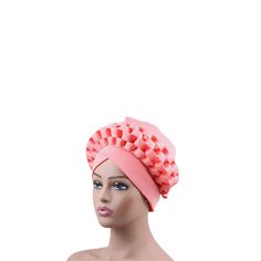 Cap Point Light pink / One Size Queen Auto Gele Turban Headtie Pink One Size Headwrap For The Beach, Pink Headwrap For The Beach, Pink One Size Headwrap For Beach, Pink Headwrap For Beach, One Size Fits Most, Pink One-size Headwrap For Beach, Pink One Size Fits Most Headwrap For Beach, Pink Spring Headwrap One Size, Pink Adjustable Headwrap For Spring, Adjustable Pink Headwrap For Spring