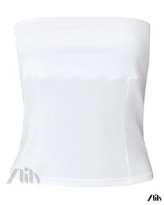 Zlily - Sleeveless Off-Shoulder Solid Color Casual Bustier Top Solid Strapless Summer Tops, White Strapless Stretch Camisole, Summer Solid Color Strapless Tops, Solid Color Bandeau Tank Top For Spring, Stretch Tube Top With Tank Straps For Spring, Bustier Top, Types Of Collars, Sleeve Type, Off Shoulder