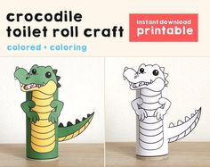 an image of crocodile toilet roll craft