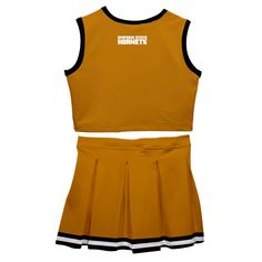 Let your daughter look cool in her new team spirit two-piece Cheer Cheerleader Set. Let her play, enjoy the games, cheer loudly and proudly with her Emporia State Hornets gear by Vive La Fete.Celebrate and cheer on game day with our classic design Emporia State Hornets Gold cheerleader set with pleated skirt and elastic waistband. Officially Licensed product sold by Vive La Fete.This awesome graphics, fun and game day cheerleader set features officially licensed Emporia State Hornets colors and Sporty Sleeveless Tank Top For Cheerleading, Sleeveless Tops For College With Team Spirit, Fitted Sleeveless Tops For Cheerleading, Sleeveless College Tops With Team Spirit, Fitted Sleeveless Top For Team Spirit, Fitted Sleeveless Team Spirit Tops, Sleeveless Team Spirit Tops For College, Collegiate Sleeveless Tops For Cheerleading, Sporty Sleeveless Sports Sets