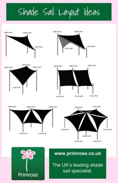 shade sail layouts for the uk's leading shade manufacturer info sheet with instructions