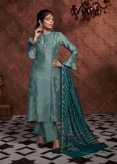 Teal Blue Suit, Muga Silk, Readymade Salwar Kameez, Party Reception, Celebrity Gowns, Long Kurti Designs, Palazzo Suit, Salwar Kameez Online