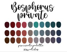 the bosphonus private palette is shown with different colors and font on it